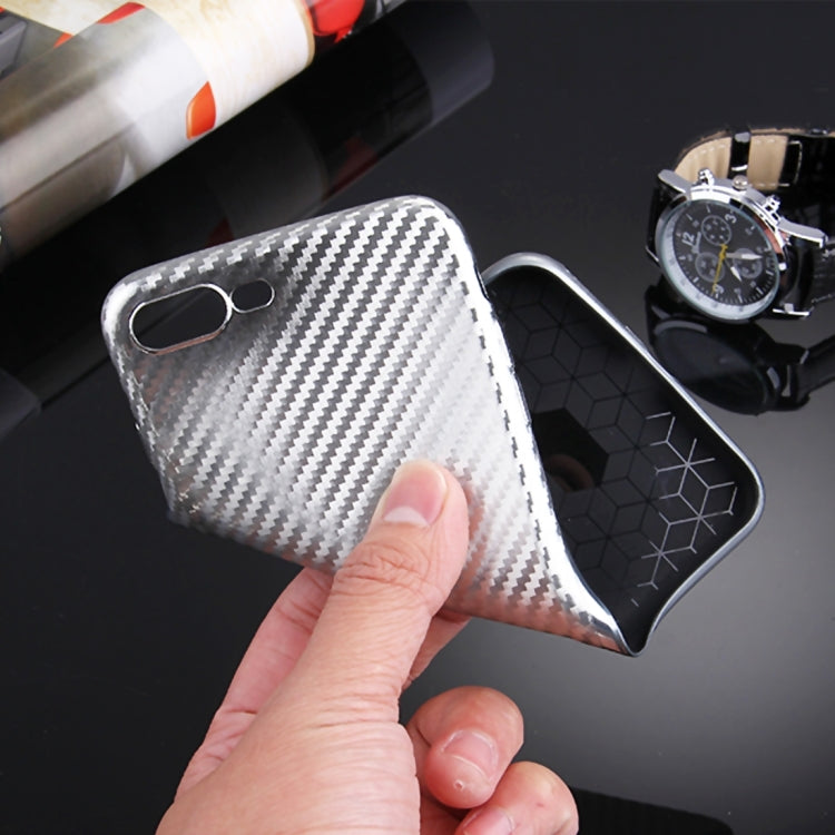 For iPhone 8 Plus & 7 Plus   Artistic Carbon Fibre Texture Soft TPU Protective Case Back Cover