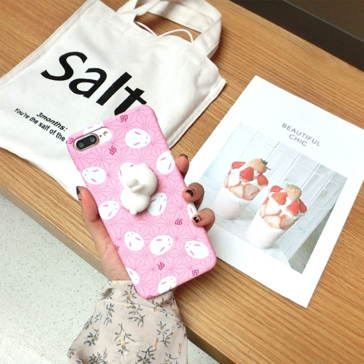 For iPhone 8 Plus & 7 Plus   3D Lovely Rabbit Cartoon Pattern Squeeze Relief IMD Workmanship Squishy Ultra-thin Frosted Protective Back Cover Case