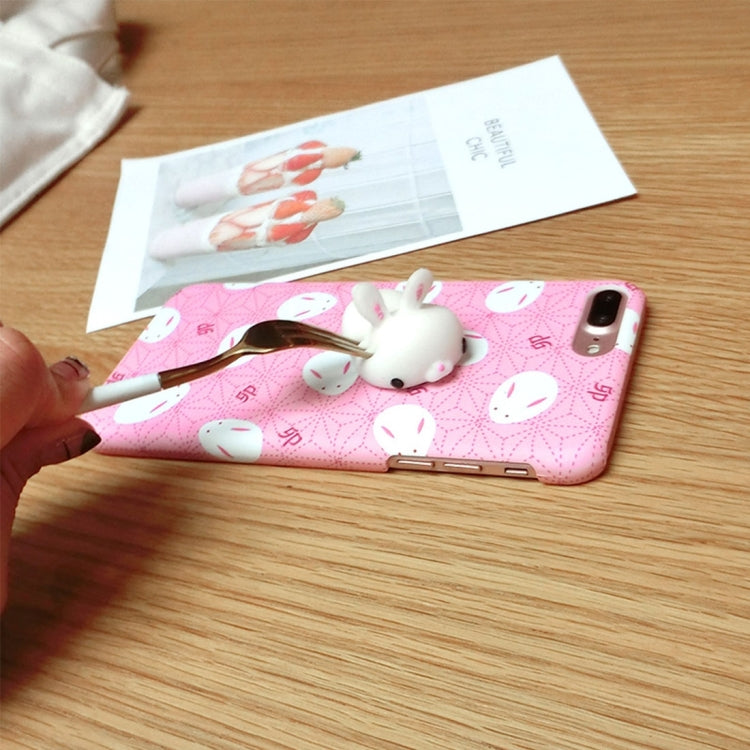 For iPhone 8 Plus & 7 Plus   3D Lovely Rabbit Cartoon Pattern Squeeze Relief IMD Workmanship Squishy Ultra-thin Frosted Protective Back Cover Case