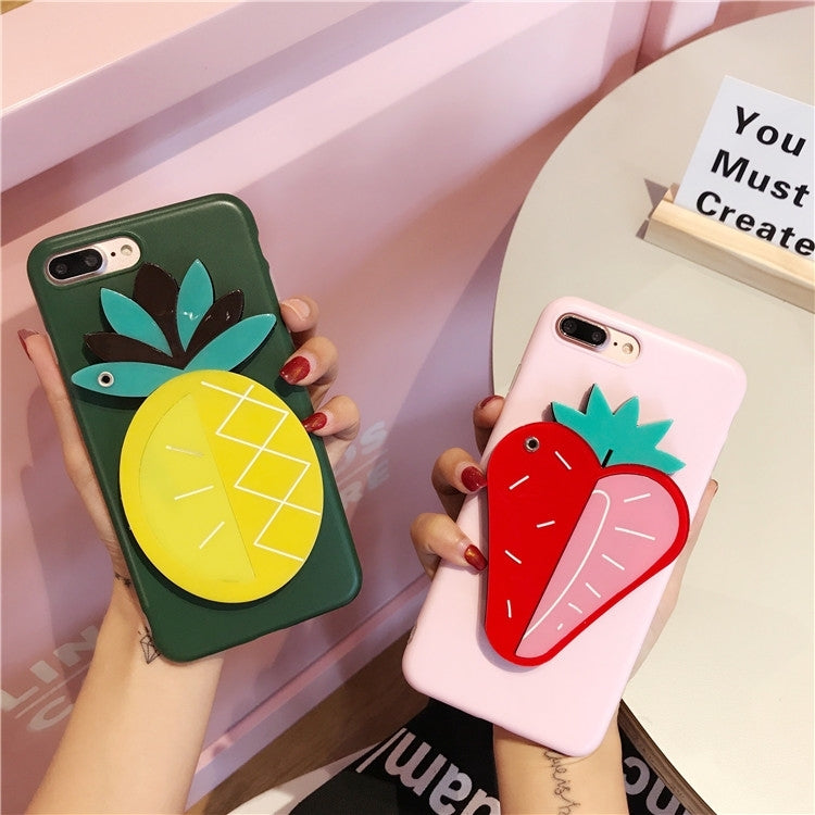 For iPhone 8 Plus & 7 Plus   IMD Workmanship Pineapple Pattern Mirror Protective Back Cover Case(Green)