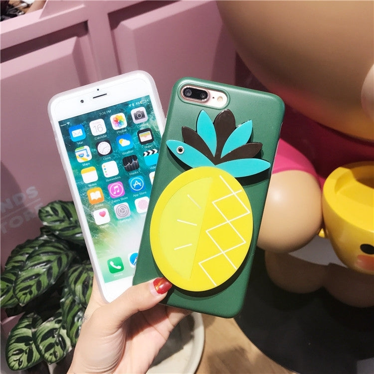 For iPhone 8 Plus & 7 Plus   IMD Workmanship Pineapple Pattern Mirror Protective Back Cover Case(Green)
