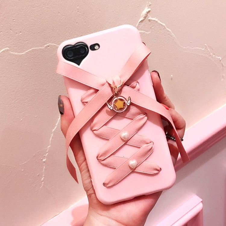 For iPhone 8 Plus & 7 Plus   Bowknot Full Coverage Shockproof Protective Back Cover Case (Pink)