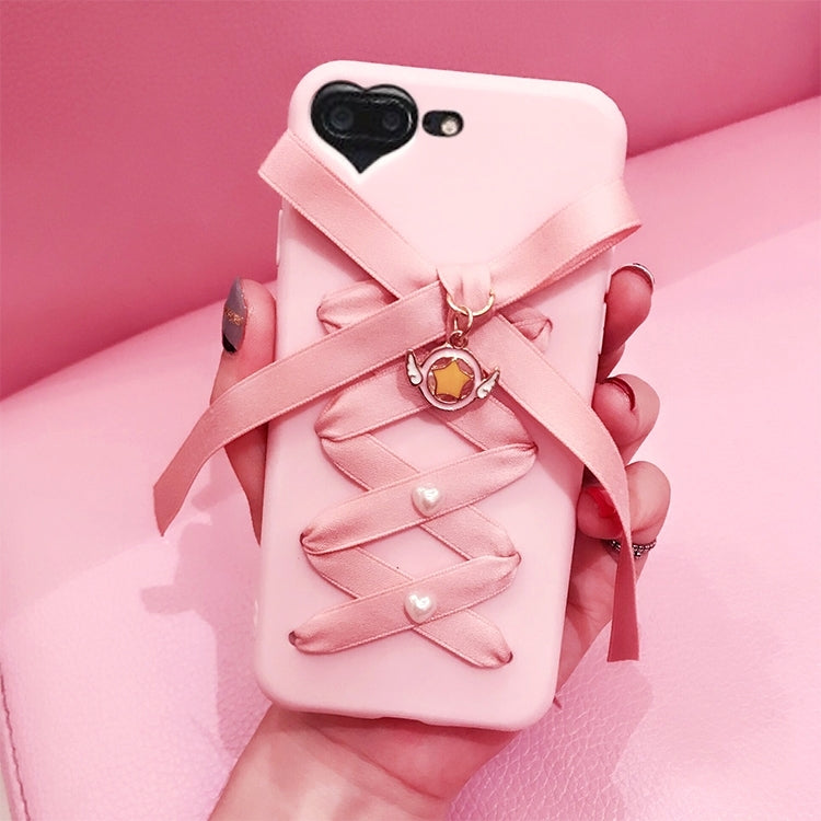 For iPhone 8 Plus & 7 Plus   Bowknot Full Coverage Shockproof Protective Back Cover Case (Pink)