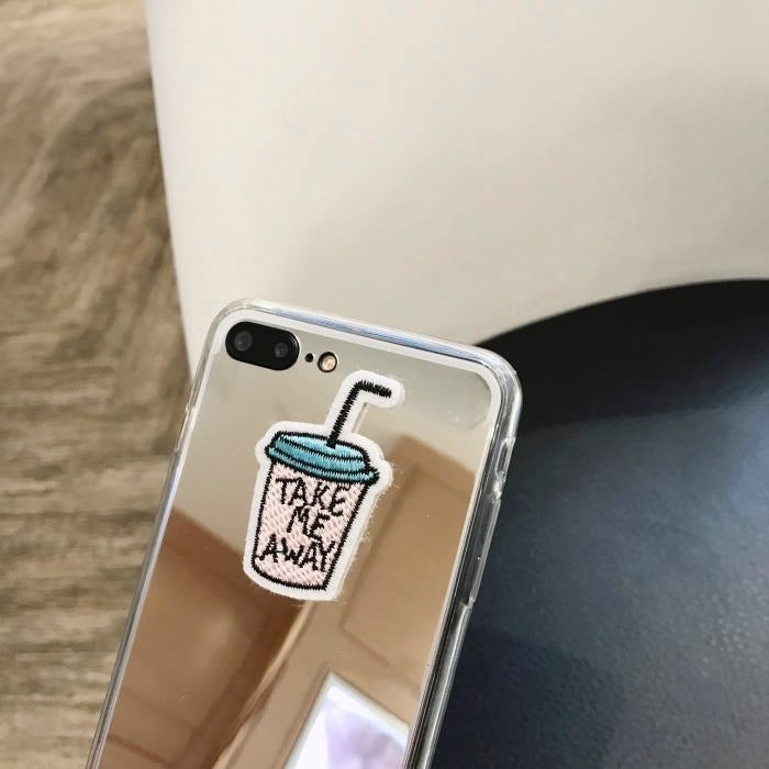 For iPhone 8 Plus & 7 Plus   Mirror Embroidery Drink Bottle Full Coverage Shockproof Protective Back Cover Case