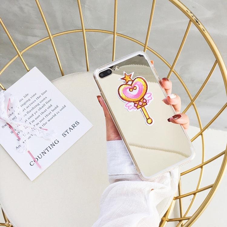 For iPhone 8 Plus & 7 Plus   Electroplating Mirror Embroidery Magic Wand Pattern Full Coverage Shockproof Protective Back Cover Case