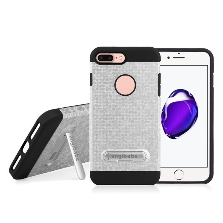 for iPhone 8 Plus & 7 Plus   Color Lattice Texture TPU + PC Protective Case with Holder