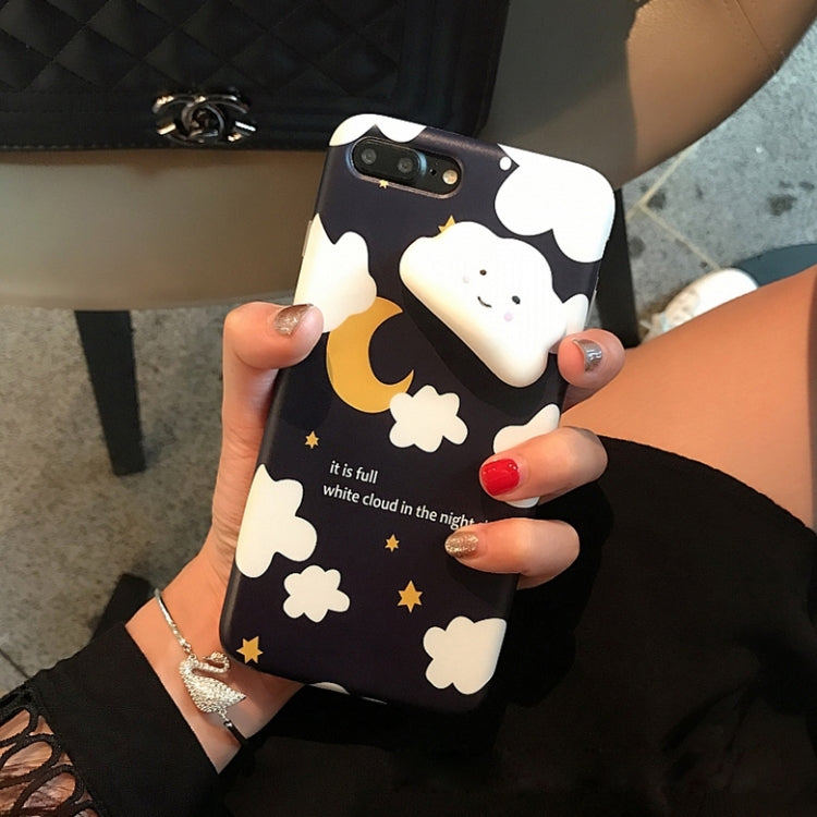 For iPhone 8 Plus & 7 Plus   Lovely Cloud Stars Moon Pattern Squeeze Relief Squishy Dropproof Protective Back Cover Case (Black)