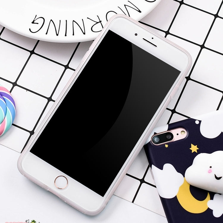 For iPhone 8 Plus & 7 Plus   Lovely Cloud Stars Moon Pattern Squeeze Relief Squishy Dropproof Protective Back Cover Case (Black)