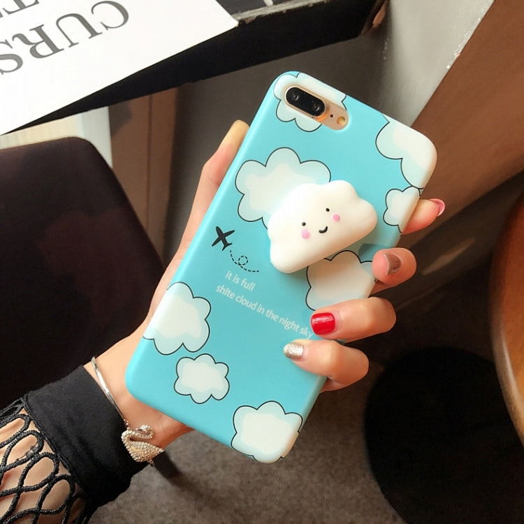 For iPhone 8 Plus & 7 Plus   Lovely Cloud Pattern Squeeze Relief Squishy Dropproof Protective Back Cover Case (Blue)