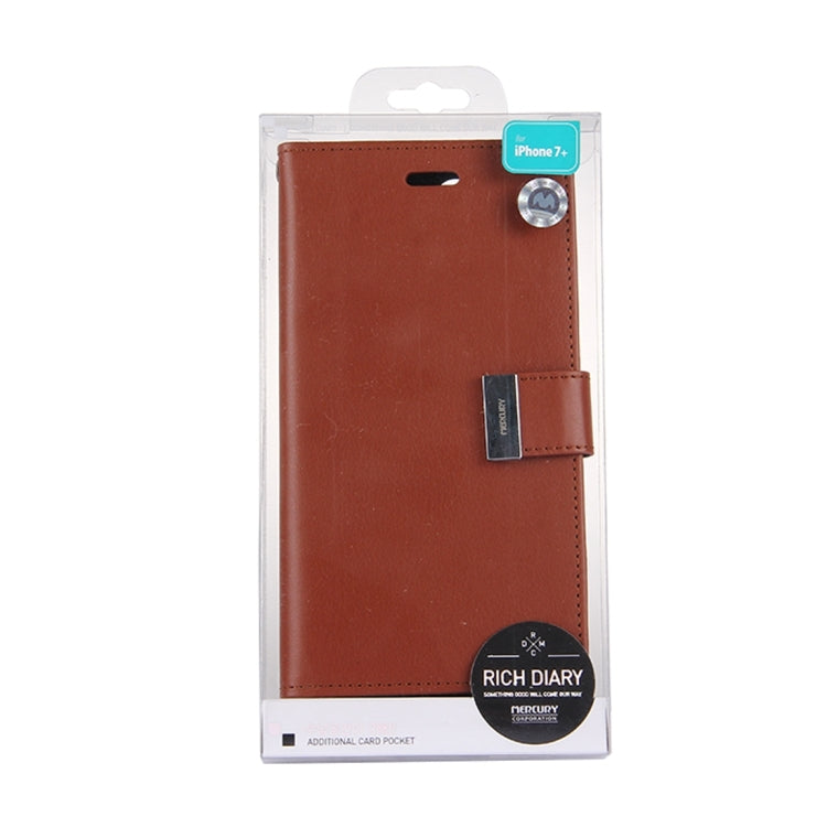 GOOSPERY RICH DIARY for iPhone 8 Plus & 7 Plus   PU + TPU Crazy Horse Texture Horizontal Flip Leather Case with Card Slots & Wallet