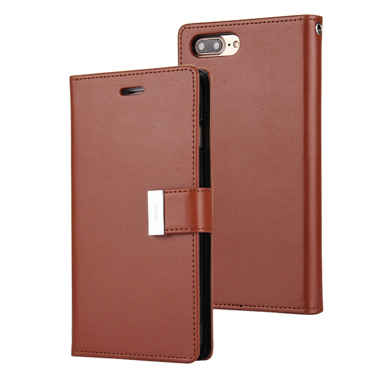 GOOSPERY RICH DIARY for iPhone 8 Plus & 7 Plus   PU + TPU Crazy Horse Texture Horizontal Flip Leather Case with Card Slots & Wallet