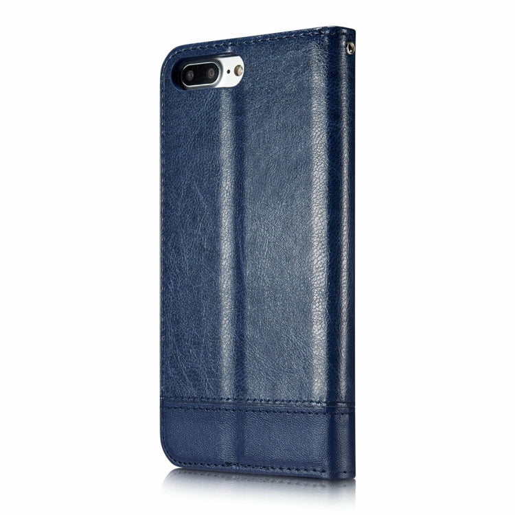 For iPhone 8 Plus & 7 Plus   Double-sided Absorption Splicing Horizontal Flip Leather Case with Holder & Card Slots & Lanyard