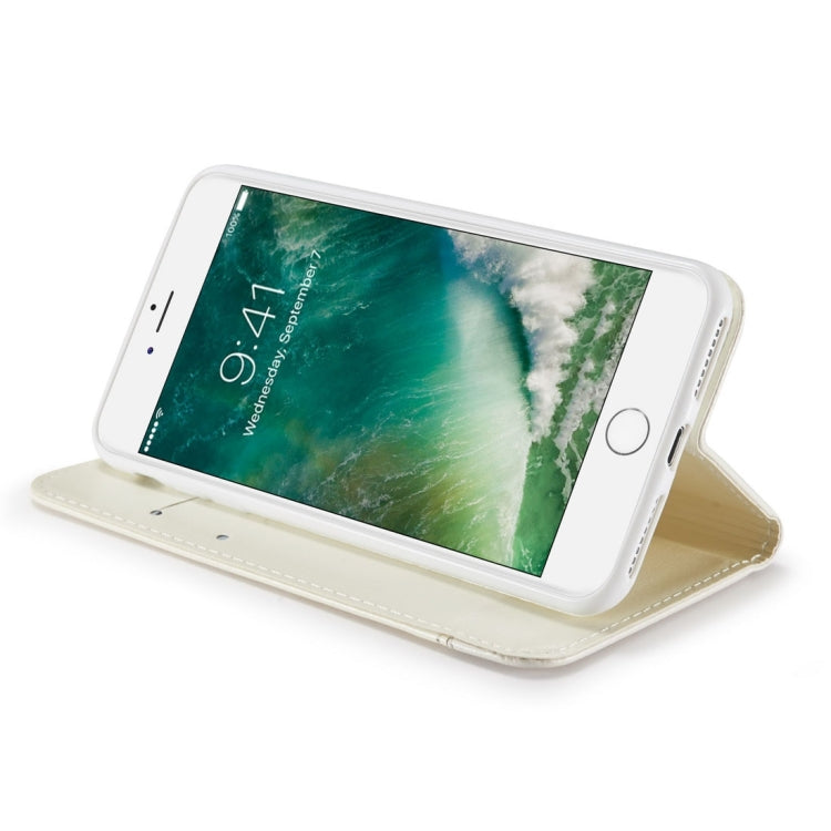 For iPhone 8 Plus & 7 Plus   Double-sided Absorption Splicing Horizontal Flip Leather Case with Holder & Card Slots & Lanyard
