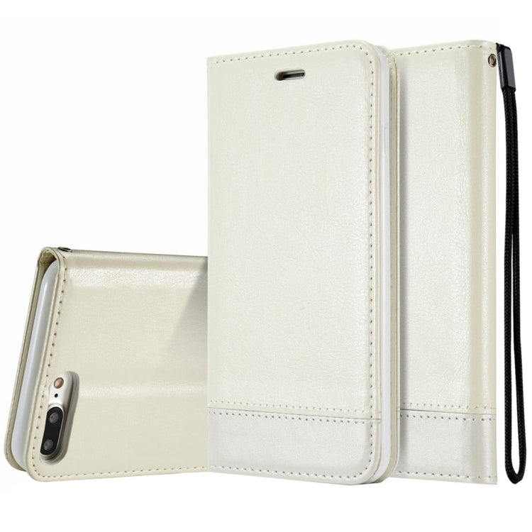 For iPhone 8 Plus & 7 Plus   Double-sided Absorption Splicing Horizontal Flip Leather Case with Holder & Card Slots & Lanyard