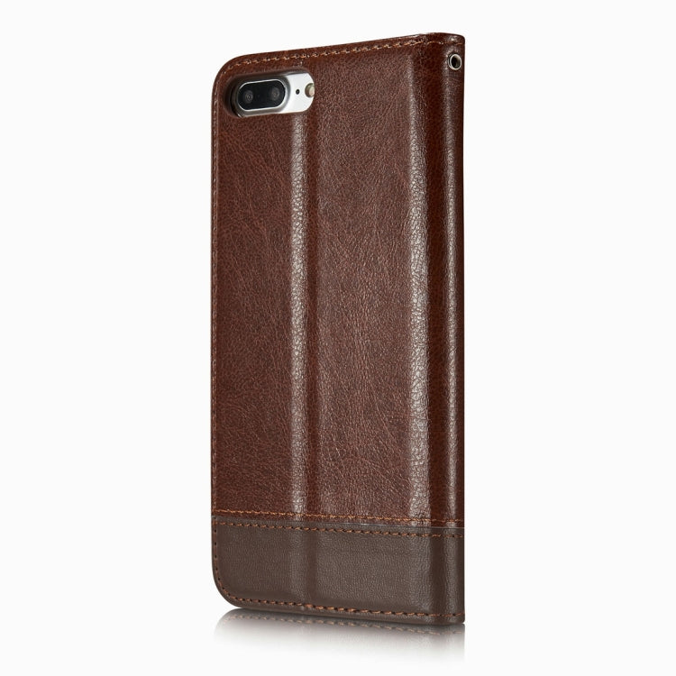 For iPhone 8 Plus & 7 Plus   Double-sided Absorption Splicing Horizontal Flip Leather Case with Holder & Card Slots & Lanyard