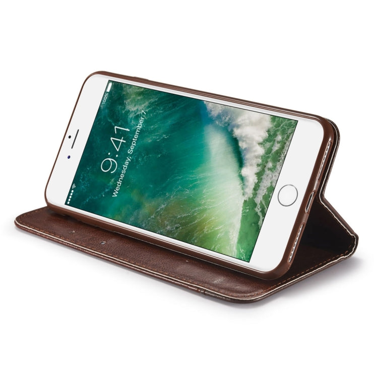 For iPhone 8 Plus & 7 Plus   Double-sided Absorption Splicing Horizontal Flip Leather Case with Holder & Card Slots & Lanyard