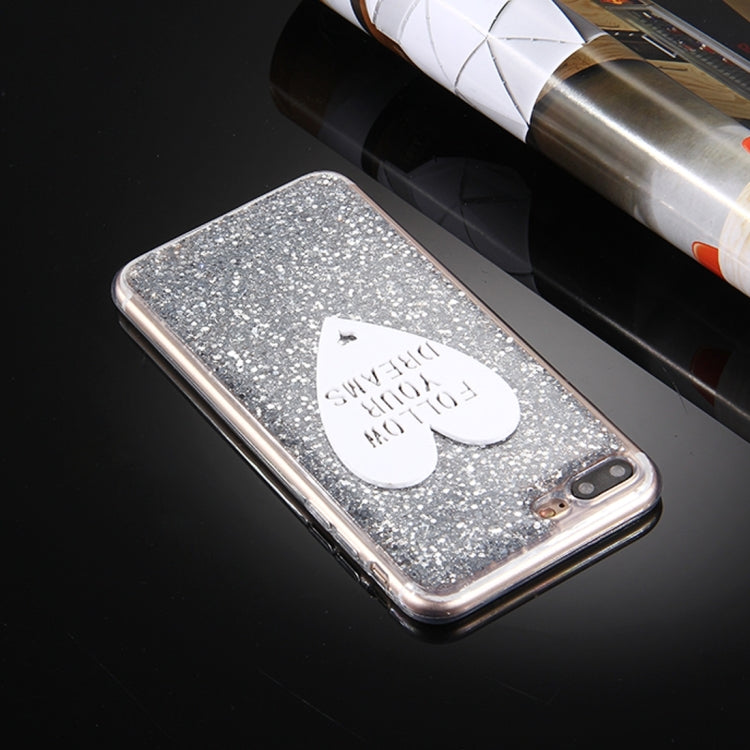 For iPhone 8 Plus & 7 Plus   Glitter Powder Heart-shaped Words Pattern Soft TPU Protective Case(Silver)