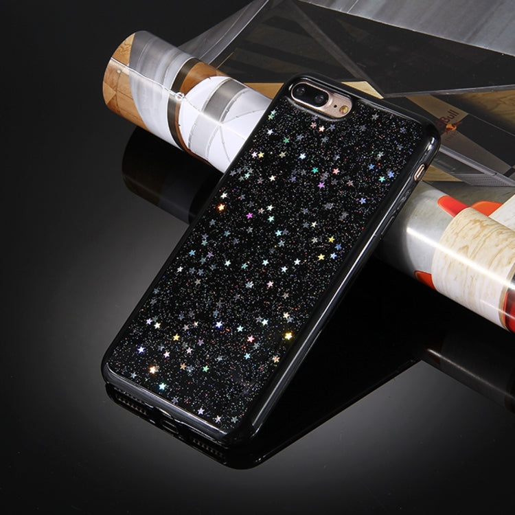 For iPhone 8 Plus & 7 Plus   Stars Glitter Powder Soft TPU Protective Case(Black)