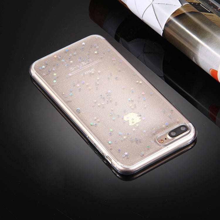 For iPhone 8 Plus & 7 Plus   Transparent Stars Glitter Powder Soft TPU Protective Case