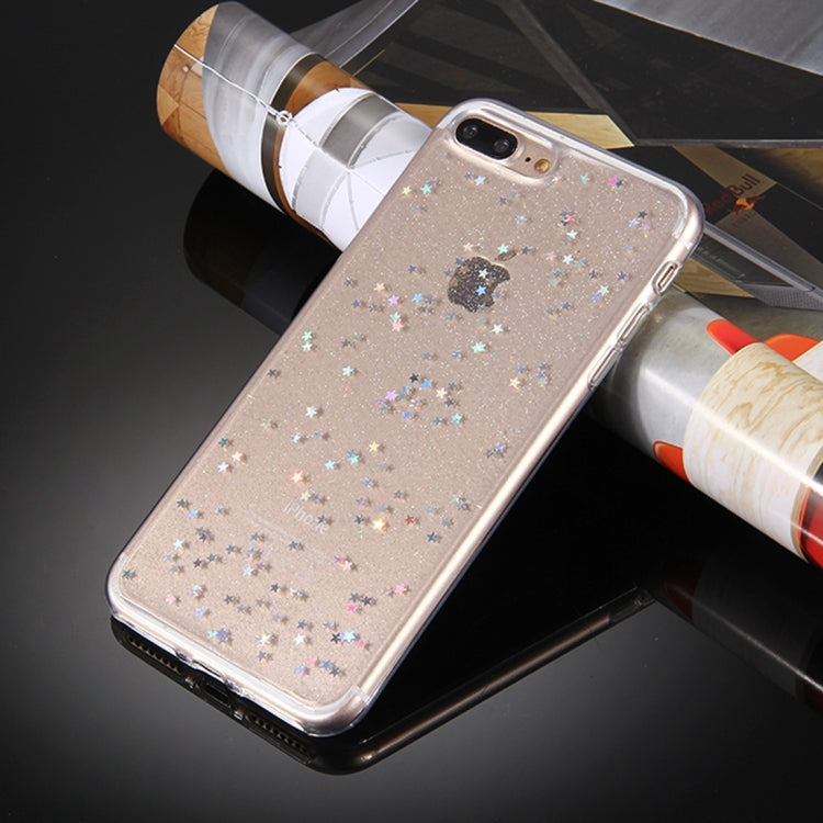 For iPhone 8 Plus & 7 Plus   Transparent Stars Glitter Powder Soft TPU Protective Case