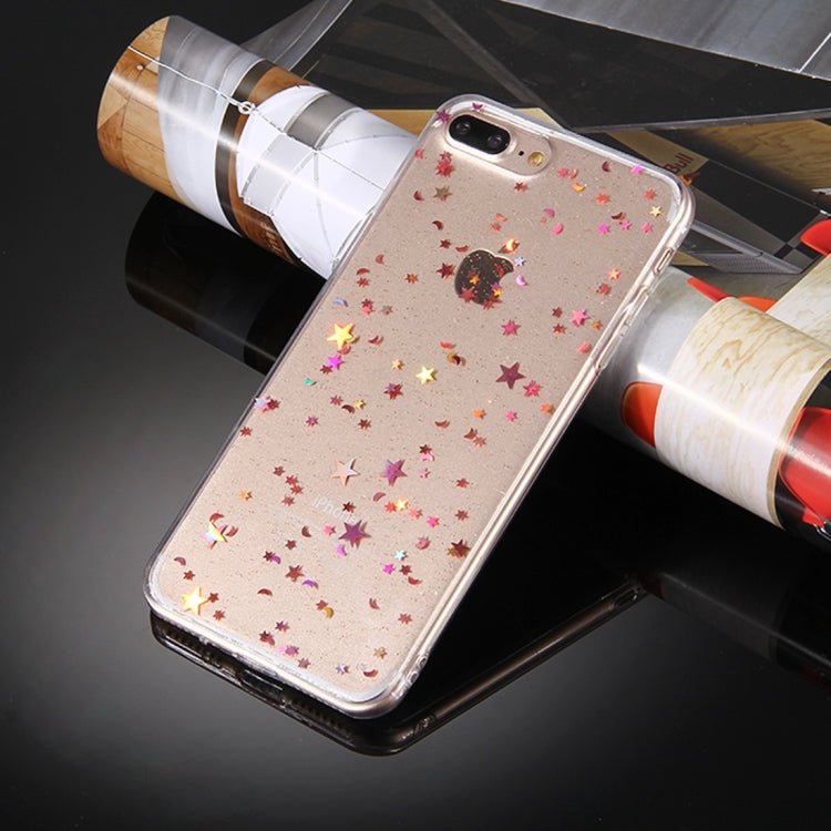 For iPhone 8 Plus & 7 Plus   Transparent Stars Moon Glitter Powder Soft TPU Protective Case