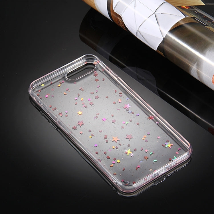 For iPhone 8 Plus & 7 Plus   Transparent Stars Moon Glitter Powder Soft TPU Protective Case