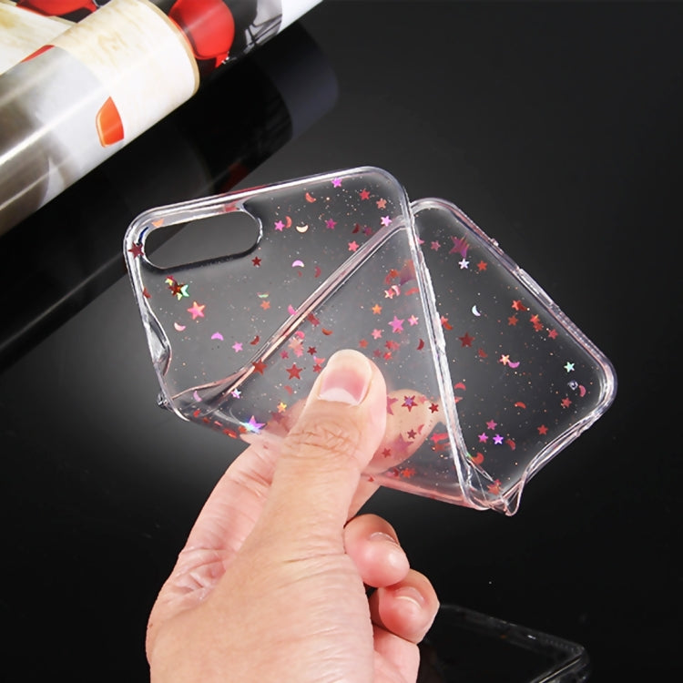 For iPhone 8 Plus & 7 Plus   Transparent Stars Moon Glitter Powder Soft TPU Protective Case