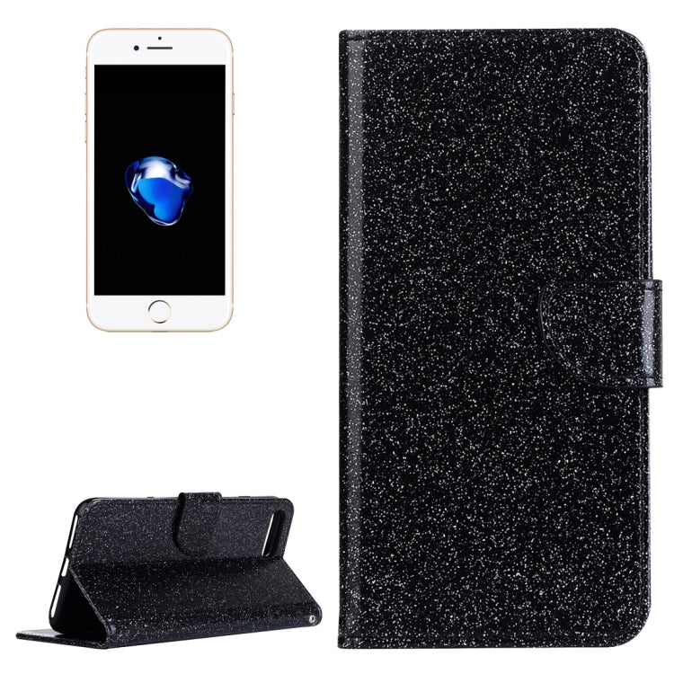 For iPhone 8 Plus & 7 Plus   Glitter Powder Leather Case with Holder & Wallet & Card Slots