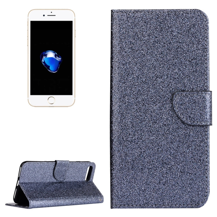 For iPhone 8 Plus & 7 Plus   Glitter Powder Leather Case with Holder & Wallet & Card Slots
