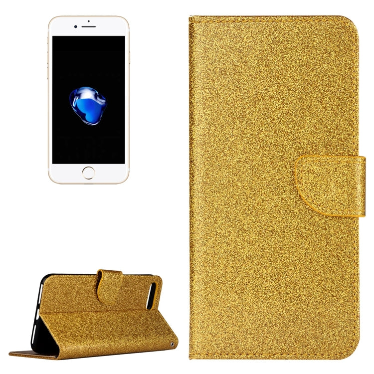 For iPhone 8 Plus & 7 Plus   Glitter Powder Leather Case with Holder & Wallet & Card Slots