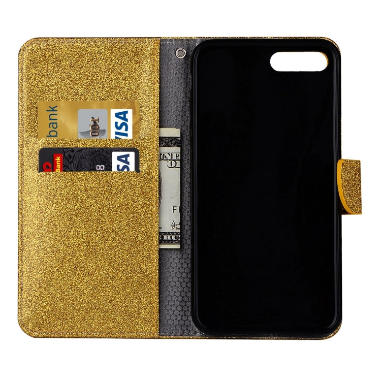 For iPhone 8 Plus & 7 Plus   Glitter Powder Leather Case with Holder & Wallet & Card Slots
