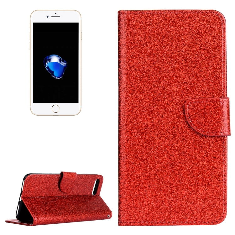 For iPhone 8 Plus & 7 Plus   Glitter Powder Leather Case with Holder & Wallet & Card Slots