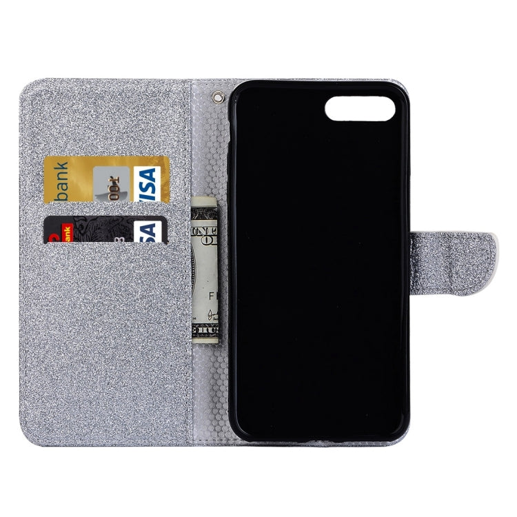 For iPhone 8 Plus & 7 Plus   Glitter Powder Leather Case with Holder & Wallet & Card Slots