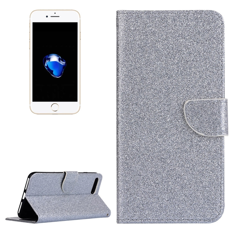 For iPhone 8 Plus & 7 Plus   Glitter Powder Leather Case with Holder & Wallet & Card Slots