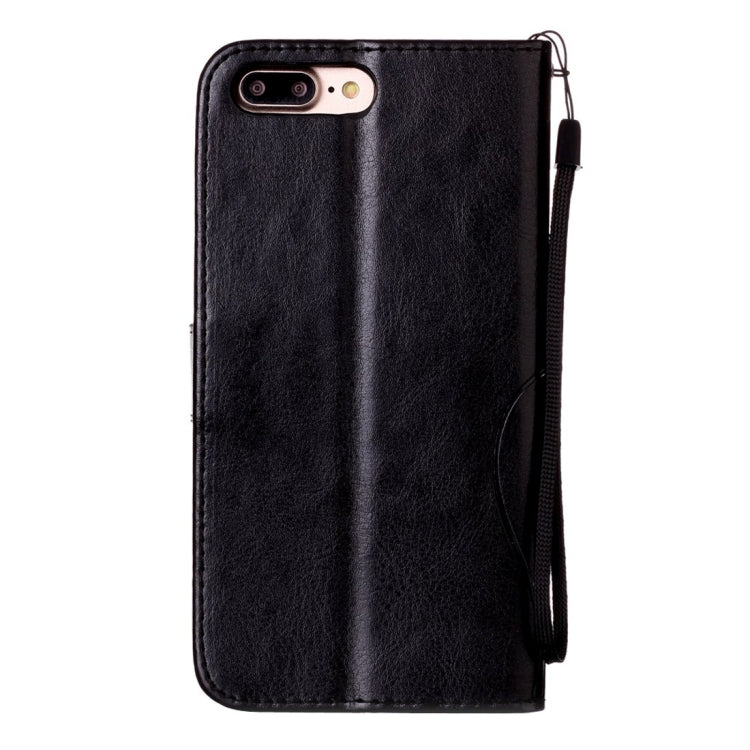 For iPhone 8 Plus & 7 Plus   Heart Diamond Encrusted Flowers Embossing Horizontal Flip Leather Case with Holder & Card Slots & Wallet & Lanyard