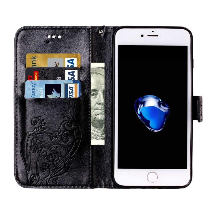 For iPhone 8 Plus & 7 Plus   Heart Diamond Encrusted Flowers Embossing Horizontal Flip Leather Case with Holder & Card Slots & Wallet & Lanyard