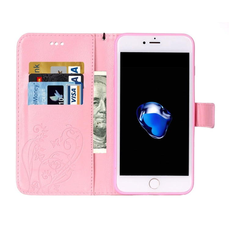 For iPhone 8 Plus & 7 Plus   Heart Diamond Encrusted Flowers Embossing Horizontal Flip Leather Case with Holder & Card Slots & Wallet & Lanyard