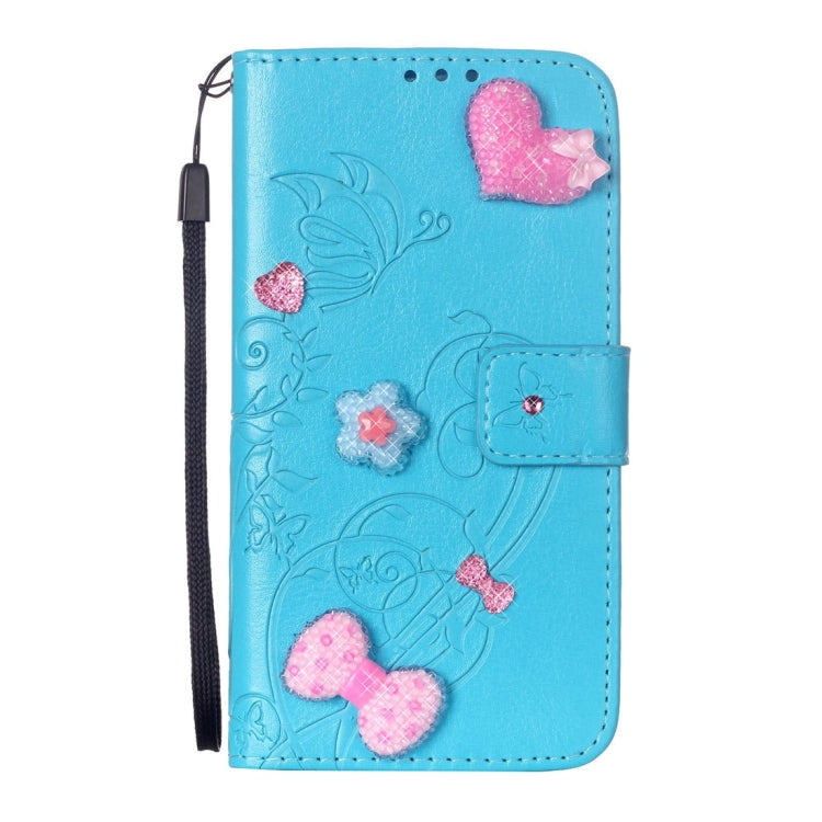 For iPhone 8 Plus & 7 Plus   Heart Diamond Encrusted Flowers Embossing Horizontal Flip Leather Case with Holder & Card Slots & Wallet & Lanyard
