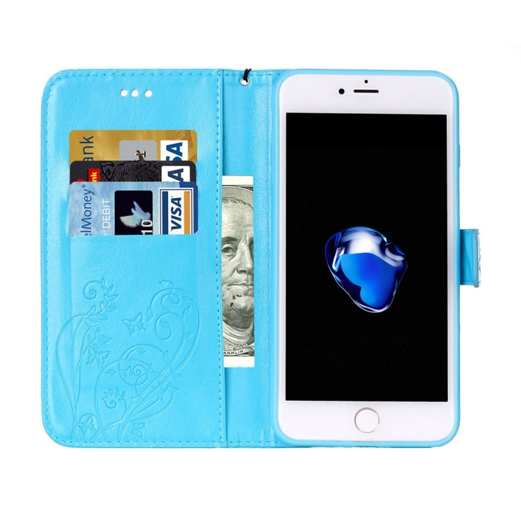 For iPhone 8 Plus & 7 Plus   Heart Diamond Encrusted Flowers Embossing Horizontal Flip Leather Case with Holder & Card Slots & Wallet & Lanyard