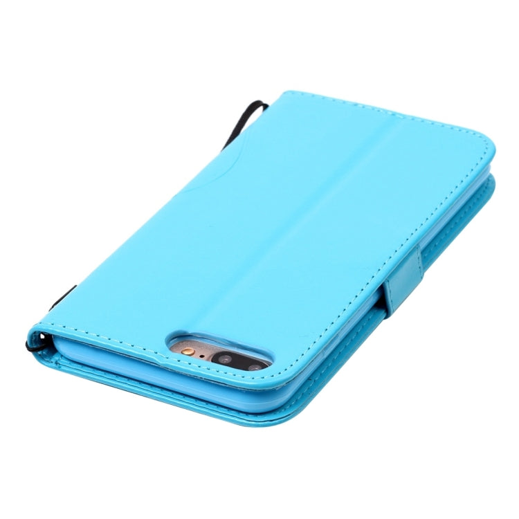 For iPhone 8 Plus & 7 Plus   Heart Diamond Encrusted Flowers Embossing Horizontal Flip Leather Case with Holder & Card Slots & Wallet & Lanyard