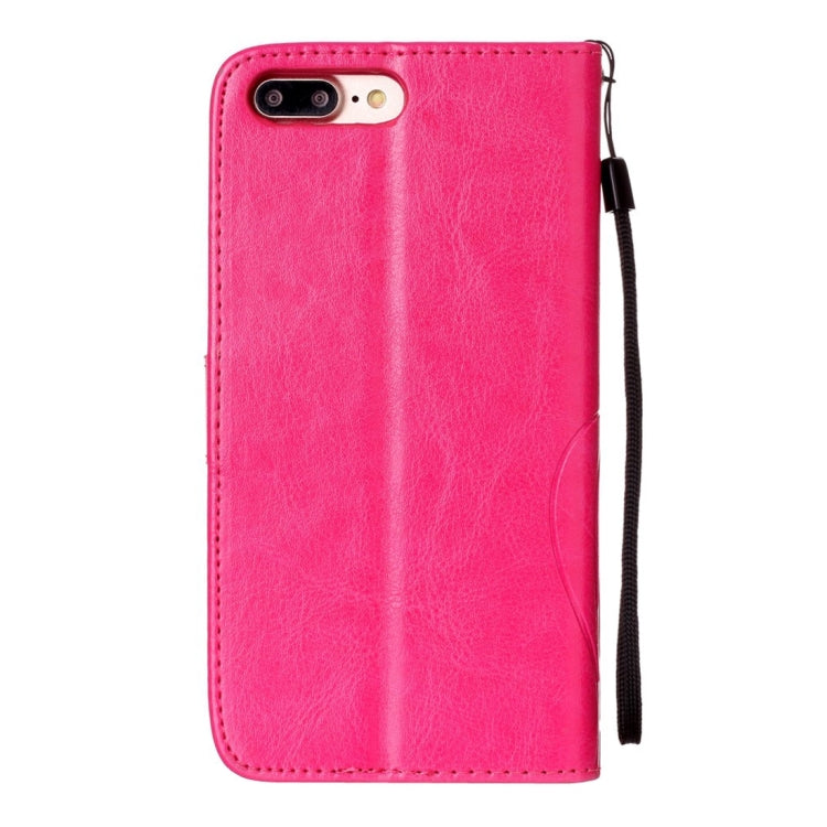 For iPhone 8 Plus & 7 Plus   Heart Diamond Encrusted Flowers Embossing Horizontal Flip Leather Case with Holder & Card Slots & Wallet & Lanyard