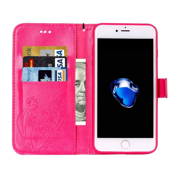 For iPhone 8 Plus & 7 Plus   Heart Diamond Encrusted Flowers Embossing Horizontal Flip Leather Case with Holder & Card Slots & Wallet & Lanyard
