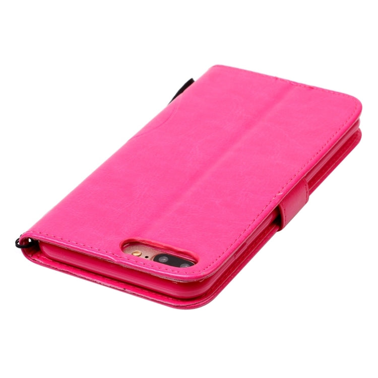 For iPhone 8 Plus & 7 Plus   Heart Diamond Encrusted Flowers Embossing Horizontal Flip Leather Case with Holder & Card Slots & Wallet & Lanyard