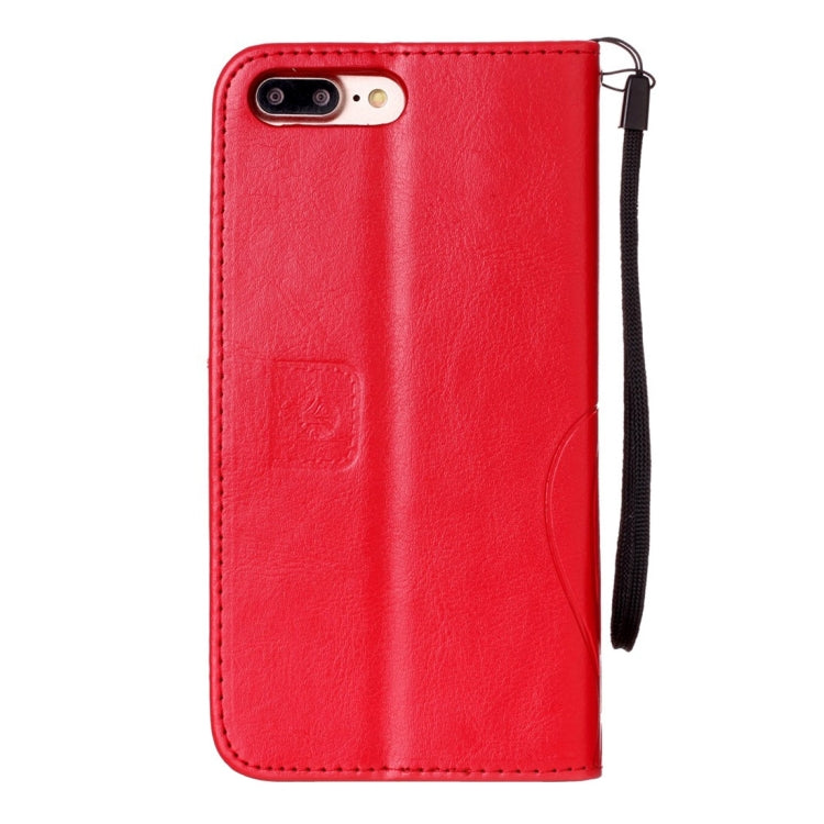For iPhone 8 Plus & 7 Plus   Heart Diamond Encrusted Flowers Embossing Horizontal Flip Leather Case with Holder & Card Slots & Wallet & Lanyard