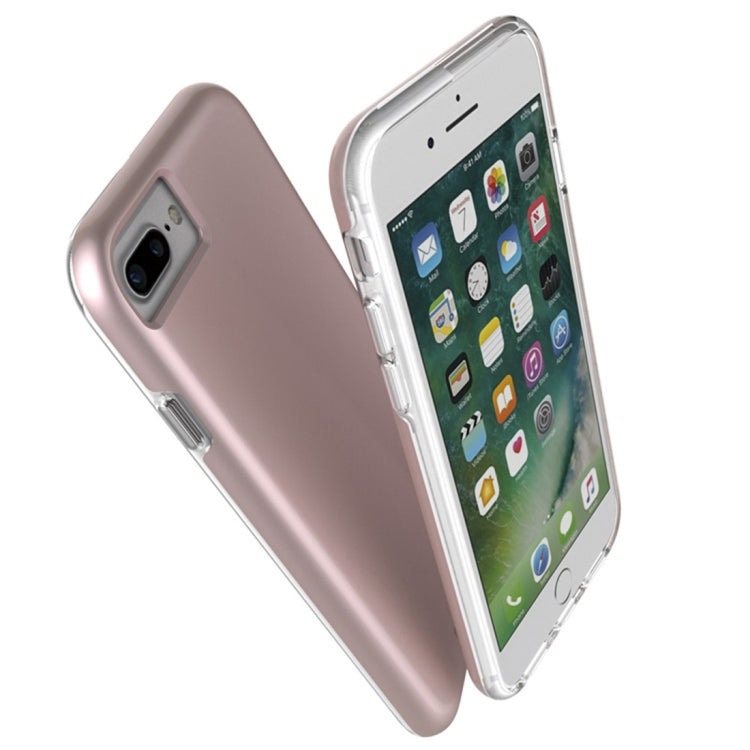 For iPhone 8 Plus & 7 Plus PC + TPU Chrome Plated Press Button Protective Back Cover Case
