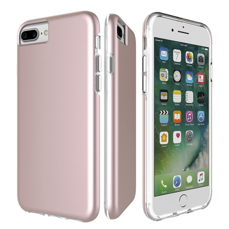 For iPhone 8 Plus & 7 Plus PC + TPU Chrome Plated Press Button Protective Back Cover Case