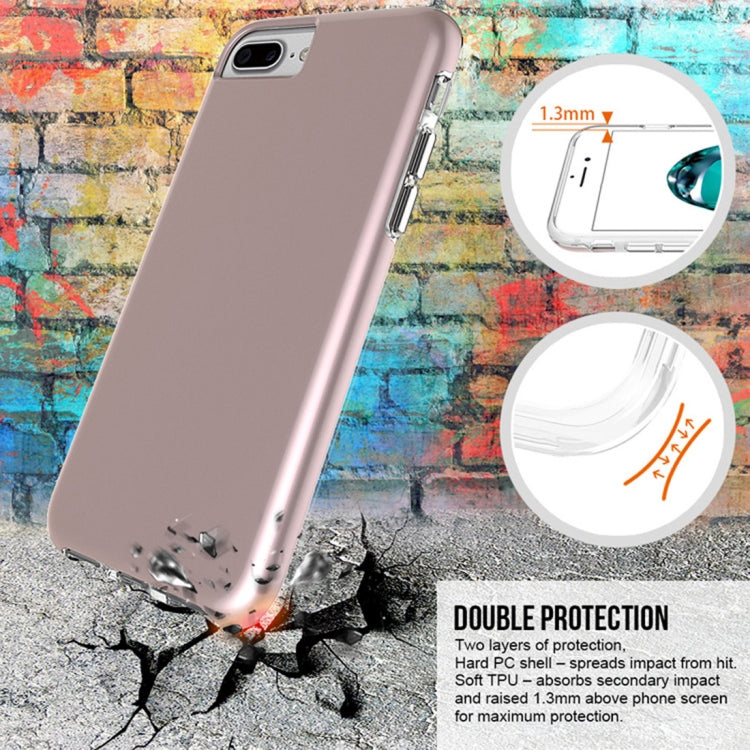 For iPhone 8 Plus & 7 Plus PC + TPU Chrome Plated Press Button Protective Back Cover Case