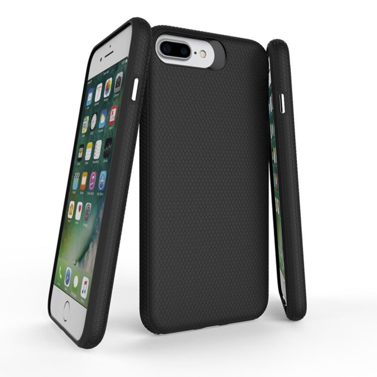 For iPhone 8 Plus & 7 Plus PC + TPU Chrome Plated Press Button Anti-slip Protective Back Cover Case