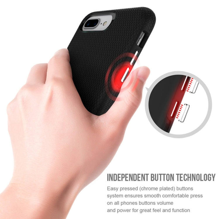 For iPhone 8 Plus & 7 Plus PC + TPU Chrome Plated Press Button Anti-slip Protective Back Cover Case