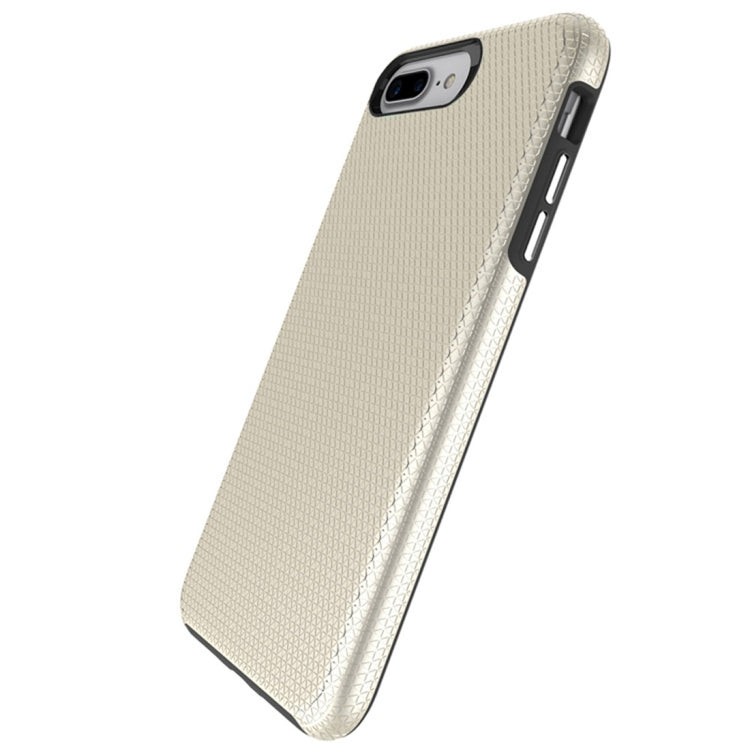 For iPhone 8 Plus & 7 Plus PC + TPU Chrome Plated Press Button Anti-slip Protective Back Cover Case